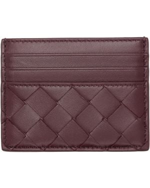 Bottega Veneta Burgundy Intrecciato Credit Card Holder - Purple