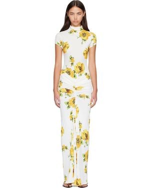Alaïa Draped Printed Maxi Dress - Metallic