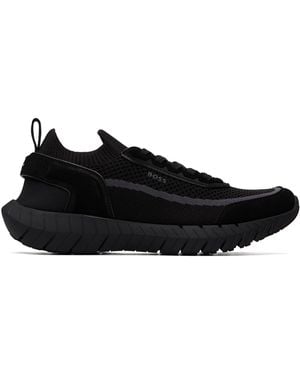 BOSS Suede Trims Sock Trainers - Black
