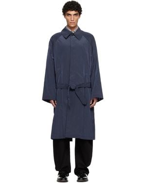 Hed Mayner Crinkled Trench Coat - Blue