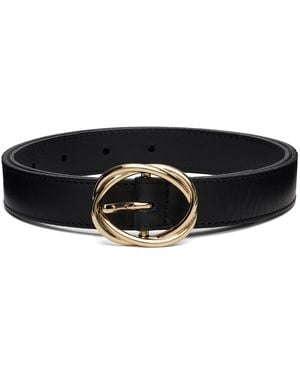 Ernest W. Baker Twisted Buckle Leather Belt - Black