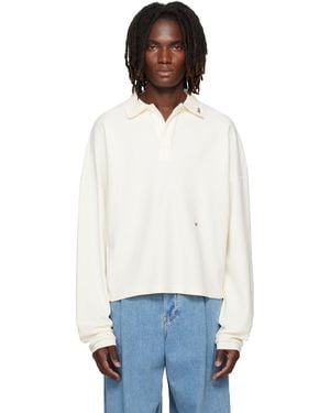 Rhude Off- Fontaine Long Sleeve Polo - White