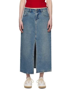 Wynn Hamlyn Indigo Washed Denim Maxi Skirt - Black
