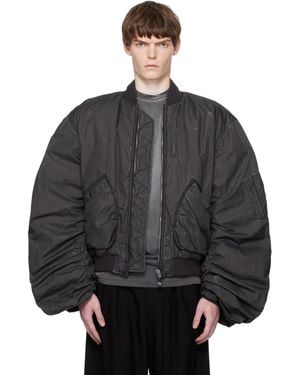we11done Washed Nylon Bomber Jacket - Black