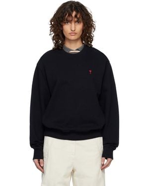 Ami Paris Cotton Ami De Coeur Sweatshirt - Black