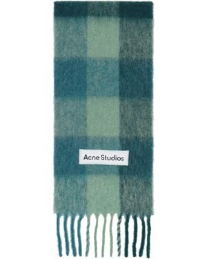 Acne Studios Mohair Checked Scarf - Green
