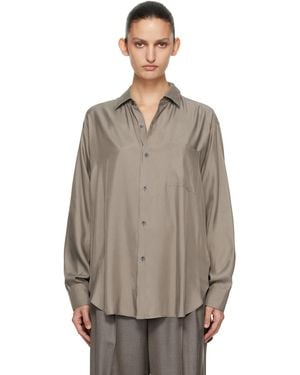 Ssstein Cupro Twill Oversized Ls Shirt - Brown