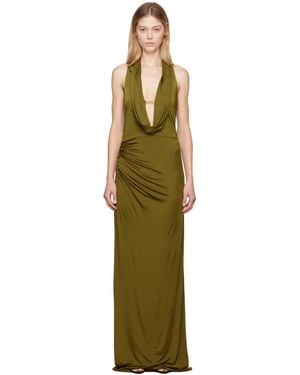 Tom Ford カーキ カウルネック マキシドレス - ブラック