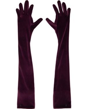 Mugler Burgundy Velour Gloves - Purple