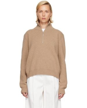 Rohe Polo En Tricot De Fil Mouliné À Demi-Glissière - Neutre