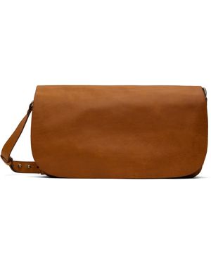 Dries Van Noten タン レザー バッグ - ブラック