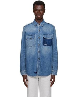 Maison Margiela Chemise À Manches Longues Bleue En Denim