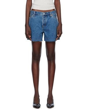 Still Here Cut Off Denim Shorts - Blue