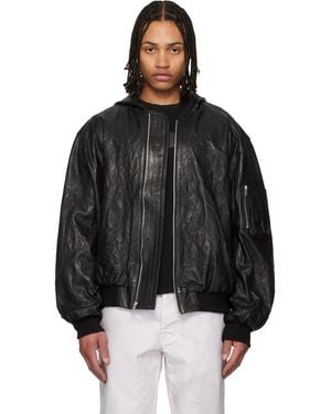 ALEXANDER DIGENOVA Leather Hooded Jacket - Black