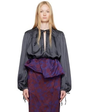 Dries Van Noten グレー ドローストリング ブラウス - マルチカラー