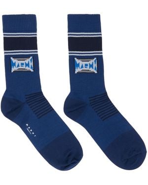 Marni Jacquard Logo Cotton Socks - Blue