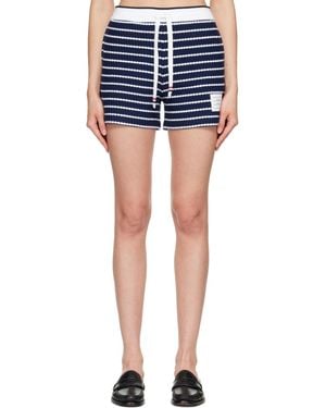 Thom Browne Striped Honeycomb Shorts - Blue