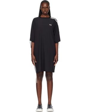 Y-3 Cinch 3 Stripes Oversized Tee Midi Dress - Black
