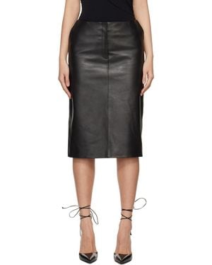 Magda Butrym Zip Leather Midi Skirt - Black