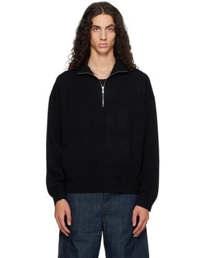 YACAIA Y-0019 Half-Zip Merino & Cashmere Jumper - Black