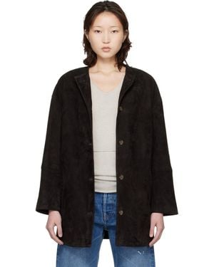 Loulou de Saison Waren Oval Suede Coat - Black