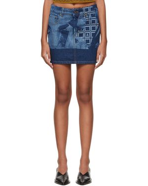 Ahluwalia Jupe eyes on you indigo - Bleu