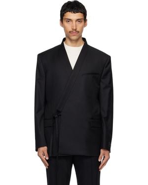 KENZO Paris Double Breasted Tailored Kimono Blazer - Black