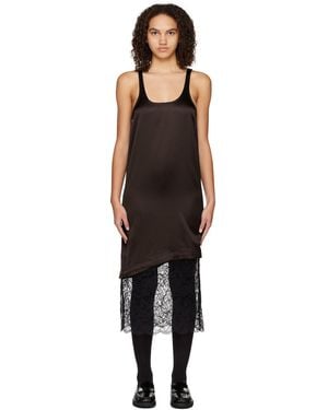 Ganni Brown Panelled Midi Dress - Black