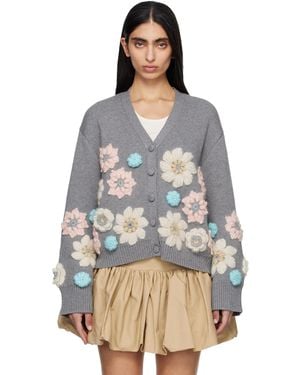 Ganni Cotton Cashmere Flower Cardigan - Multicolour