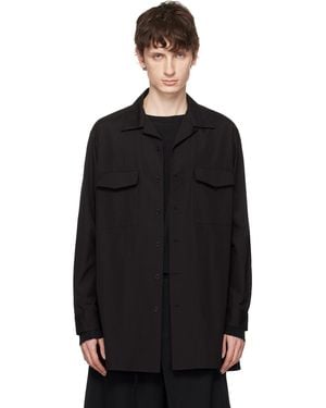 Yohji Yamamoto Suit Broad Cdh Open Collar Shirt - Black