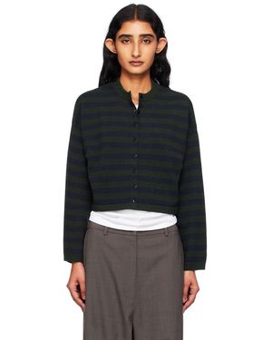 Cordera Merino Wool Striped Cardigan - Black
