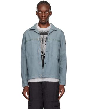 Stone Island グレー ロゴパッチ ジャケット - ブラック