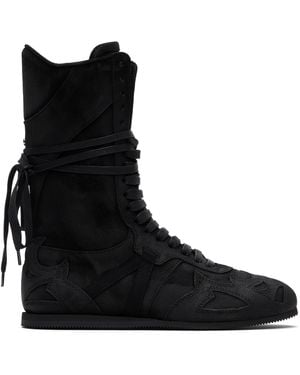 Ann Demeulemeester ブラック Palne Boxing ハイカットスニーカー - ブラウン