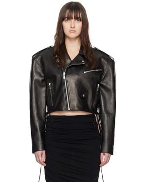 Magda Butrym Cropped Leather Jacket - Black