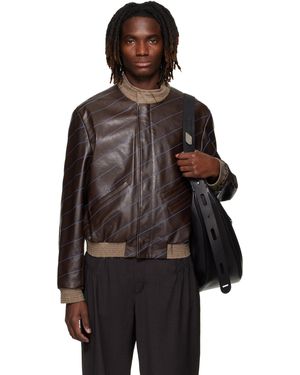 Kiko Kostadinov Blouson Tarhos Brun En Cuir - Noir