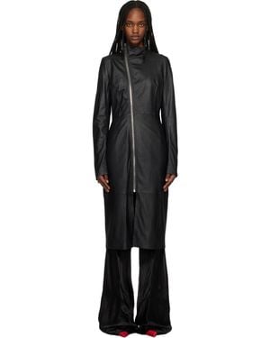 Rick Owens Temple Gary Leather Coat - Black