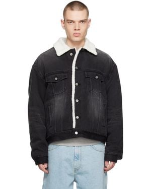 we11done Oversized Faux-Shearling Denim Jacket - Black