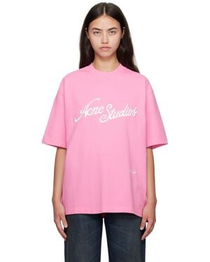 Acne Studios Relaxed Fit Logo T-Shirt - Pink