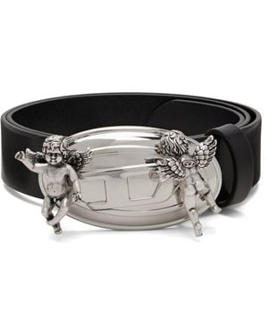 DIESEL Cherub Oval D Buckle Leather Belt - Black