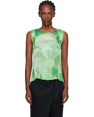 Pleats Please Issey Miyake Foggy Forest Top - Green