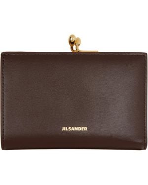 Jil Sander Burgundy Goji Purse Small Wallet - Brown
