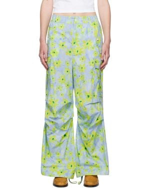 Marni ブルー フローラル カーゴパンツ - グリーン