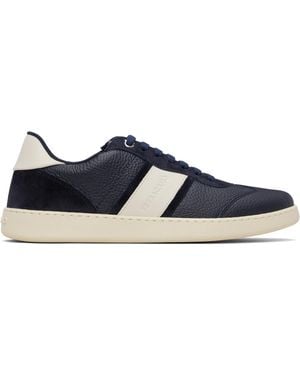 Ferragamo Baskets Basses Bleu Marine À Logos - Noir