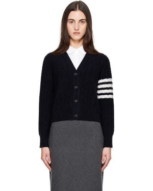 Thom Browne 4-Bar Anchor Intarsia Cardigan - Black