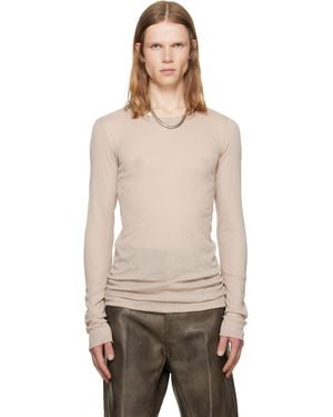 Rick Owens Taupe Tower Rib Ls T-Shirt - Natural