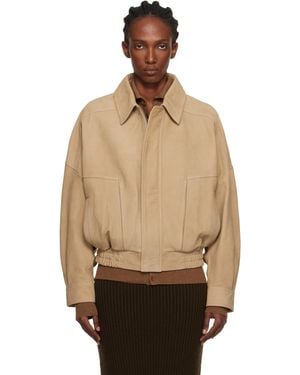 Nour Hammour Dalma Relaxed Nubuck Suede Jacket - Natural
