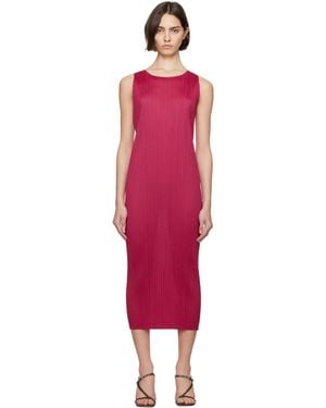 Pleats Please Issey Miyake June New Colourful Basics 4 Maxi Dress - Red