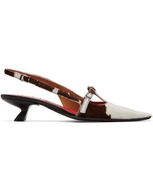 Marni Cow-Print Ponyhair Katty Slingback Heels - Brown