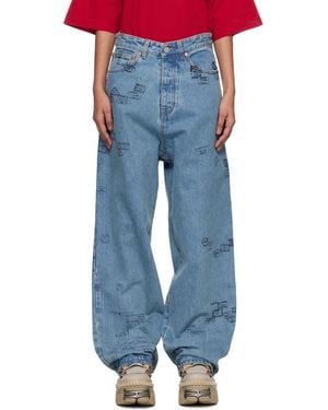 Vetements Passport Stamps Jeans - Blue