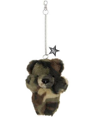 VAQUERA カーキ&ブラウン Teddy Bear キーチェーン - ブラック